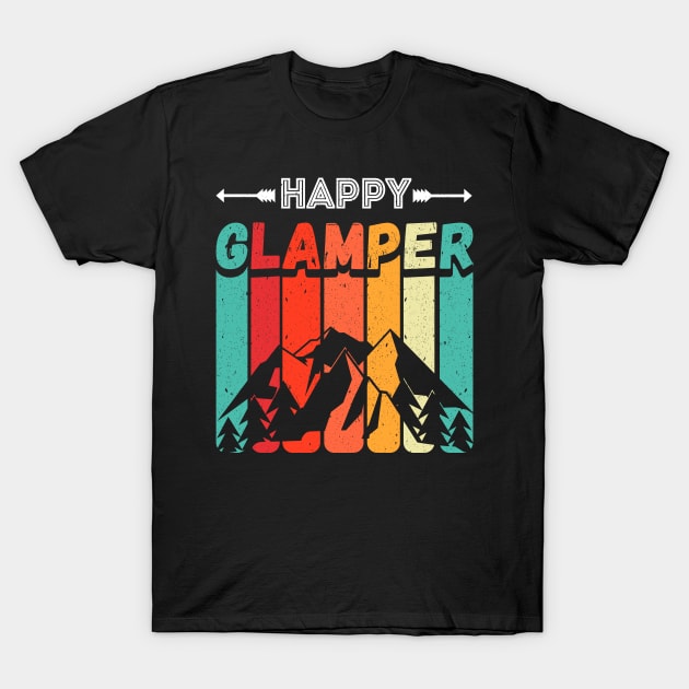 Happy Glamper Vintage Sunrise Sunset Arrow Glamping T-Shirt by FabulousDesigns